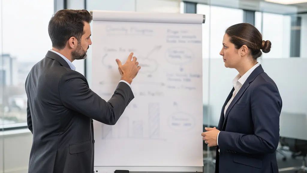 Réunion entre un auditeur qualité et un responsable logistique devant des indicateurs