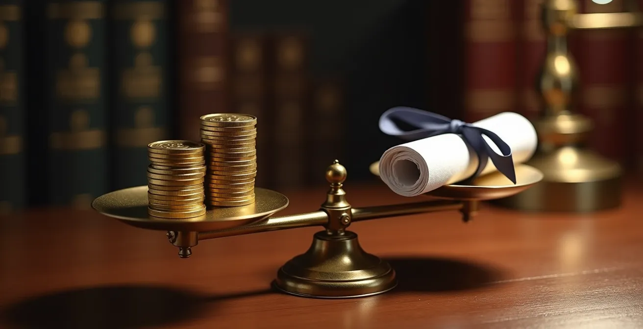 Balance en équilibre avec des pièces d'or d'un côté et des documents financiers de l'autre, symbolisant l'arbitrage en assurance vie.