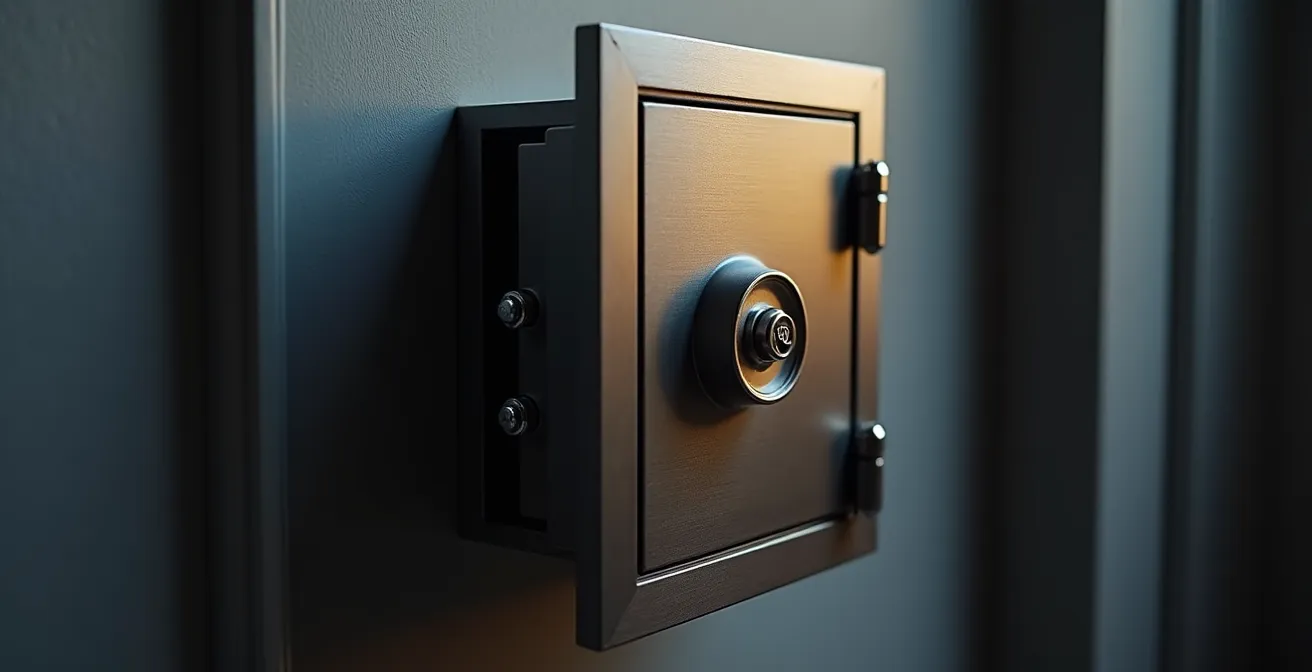Coffre-fort certifié EN 1143-1 encastré dans un mur avec système de verrouillage visible