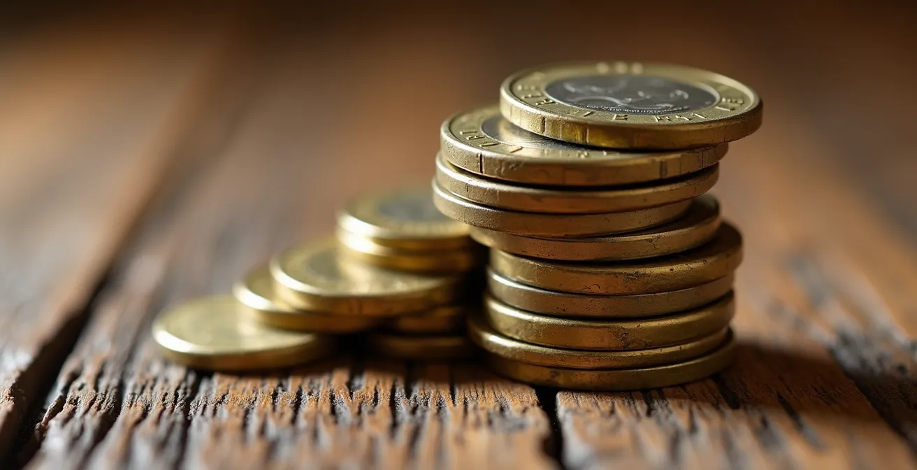 Pièces d'euros s'accumulant progressivement pour accélérer le remboursement d'un prêt