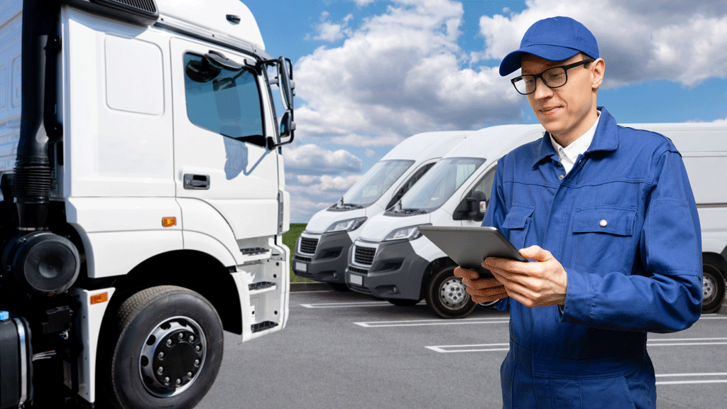 Responsable logistique consultant un tableau de bord de gestion de flotte automobile