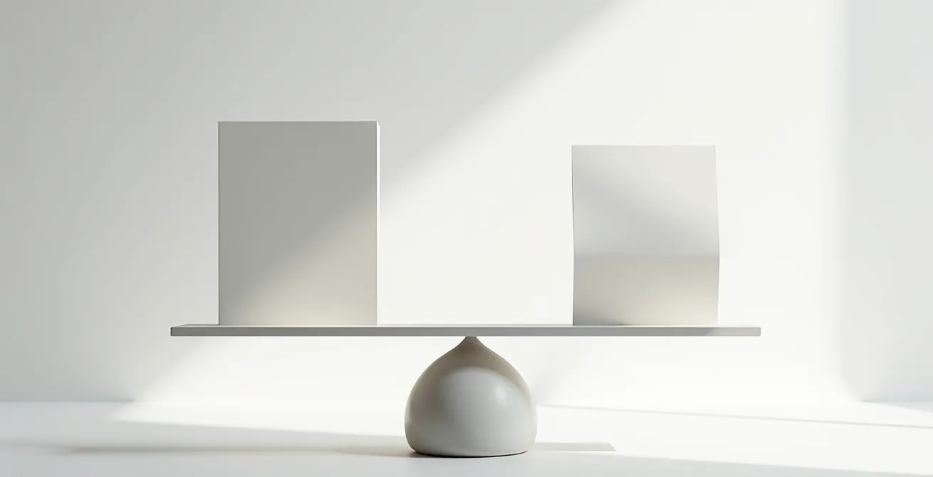 Deux personnes en discussion professionnelle avec documents comparatifs sur table