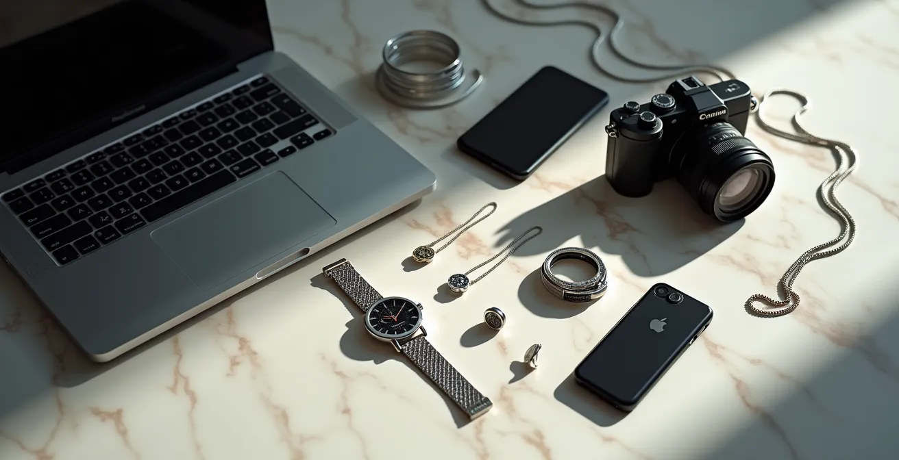 Composition minimaliste d'objets de valeur dans un environnement sécurisé